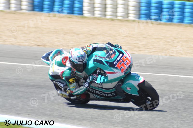 Piloto Hafizh Syahrin (55) (Petronas Raceline Malaysia) en carrera Gran Premio de España Jerez 2016 de Motociclismo