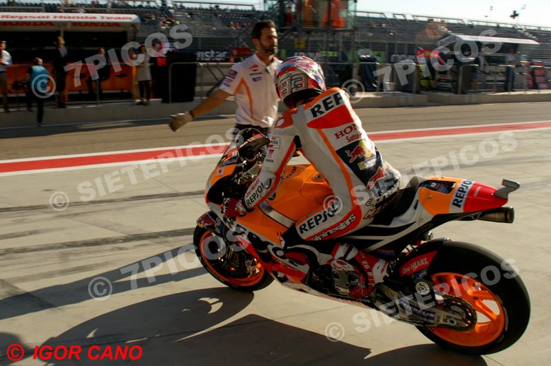 Piloto Marc Marquez (93) (Repsol Honda) saliendo del box Gran Premio Movistar de Aragon 2016 de Motociclismo Motorland Alcañiz