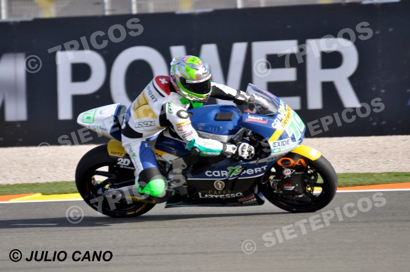 Piloto Robin Mulhauser (70) (CarXpert Interwetten) en curva Nico Terol Gran Premio Motul de la Comunitat Valenciana 2016 Cheste Moto2 TM Circuito Ricardo Tormo MotoGP TM