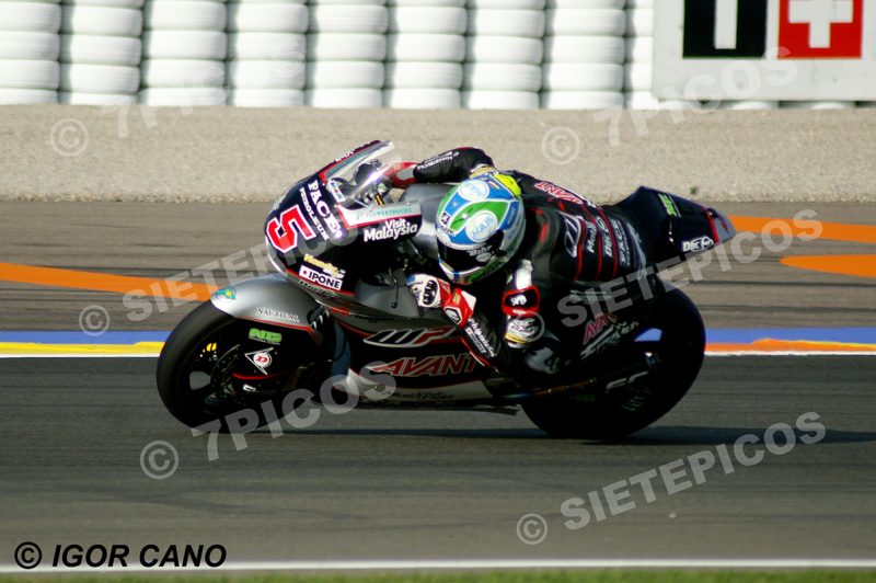 Piloto Johann Zarco (5) (Ajo Motorsport) en curva Angel Nieto Gran Premio Motul de la Comunitat Valenciana 2016 Cheste Moto2 TM Circuito Ricardo Tormo MotoGP TM