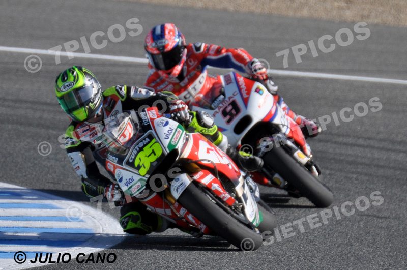 Pilotos Cal Crutchlow (35) (LCR Honda) y Danilo Petrucci (9) (OCTO Pramac Racing) en curva Michelin Gran Premio Red Bull de España 2017 Jerez MotoGPTM