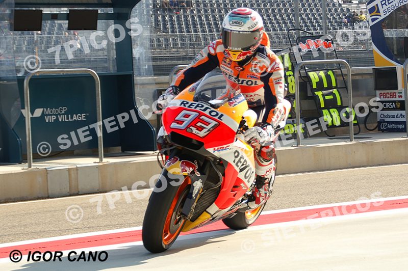 Piloto Marc Marquez (93) (Resol Honda Team) entrando en el box Gran Premio de Aragon 2017 Alcañiz, Teruel, MotoGPTM