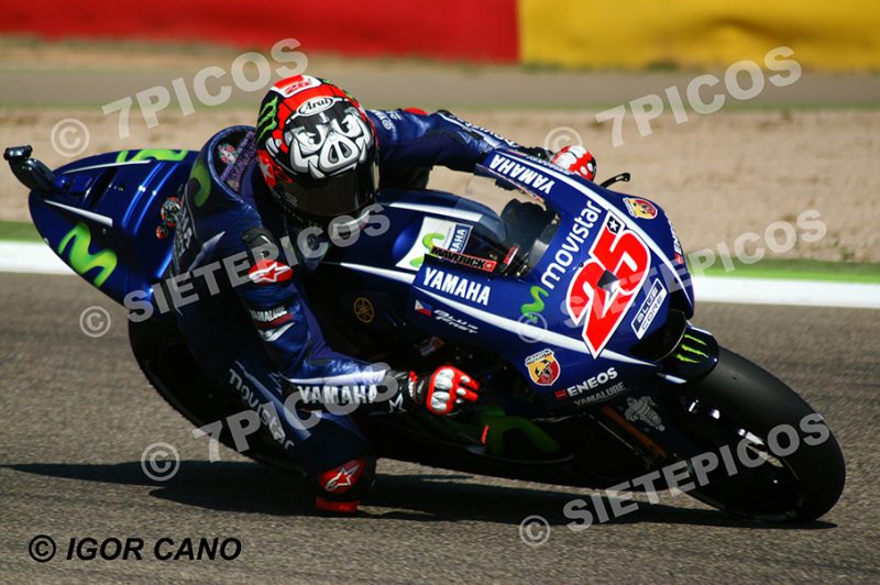 Piloto Maverick Viñales (25) en curva 14 (Movistar Yamaha MotoGP) Gran Premio de Aragon 2017 Alcañiz, Teruel, MotoGPTM