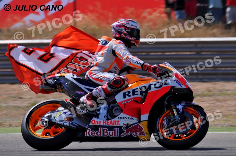 Piloto Marc Marquez (93) (Repsol Honda Team) en recta de meta Gran Premio de Aragon 2017 Alcañiz, Teruel, MotoGPTM