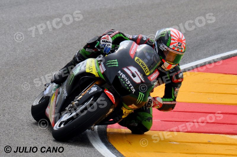 Piloto Johann Zarco (5) (Monster Yamaha Tech 3) en el sacacorchos Gran Premio de Aragon 2017 Alcañiz, Teruel, MotoGPTM