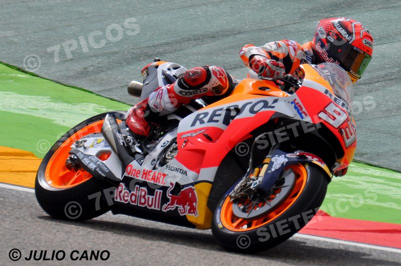 Piloto Marc Marquez (93) (Repsol Honda Team) en el sacacorchos Gran Premio de Aragon 2017 Alcañiz, Teruel, MotoGPTM