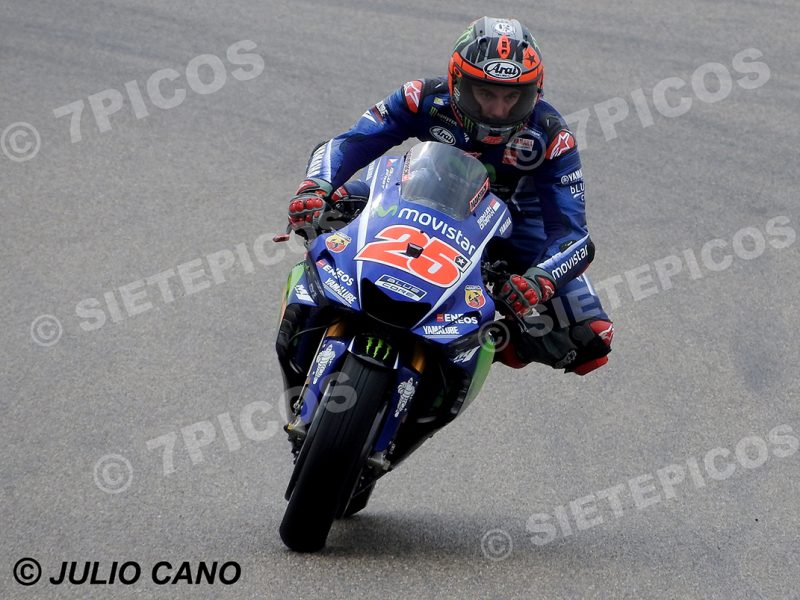 Piloto Maverick Viñales (25) (Movistar Yamaha MotoGP) en el sacacorchos Gran Premio de Aragon 2017 Alcañiz, Teruel, MotoGPTM