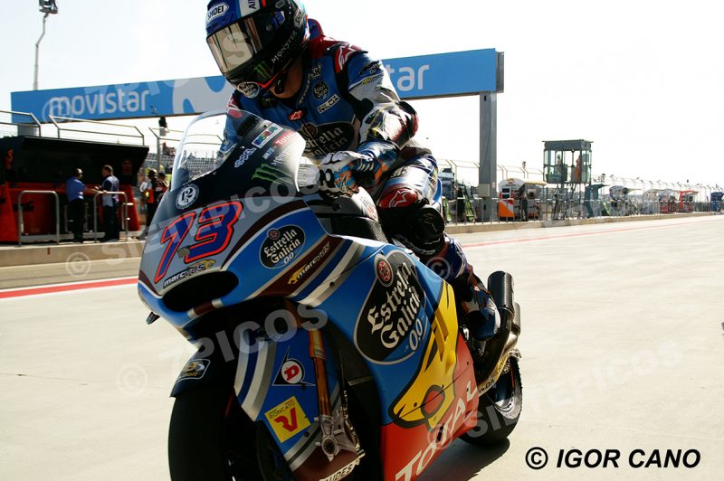 Piloto Alex Marquez (73) (Estrella Galicia 0,0 Marc VDS) entrando en el box Gran Premio de Aragon 2017 Alcañiz, Teruel, Moto2TM
