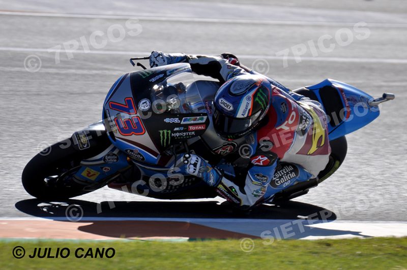 Piloto Alex Marquez (73) (Estrella Galicia 0,0 Marc VDS) en curva Jorge Martínez Aspar Gran Premio Motul de la Comunidad Valenciana 2017 Cheste, Valencia, Moto2TM