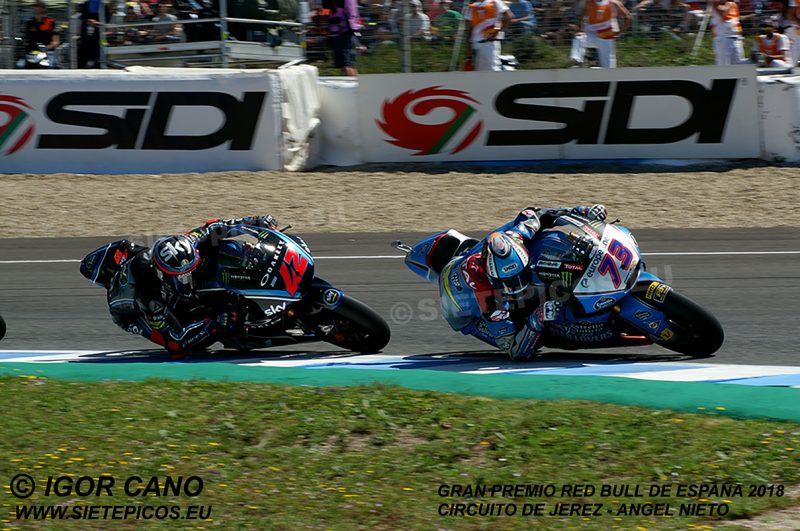Pilotos Francesco Bagnaia (42) (Sky Racing Team VR46) y Alex Marquez (73) (Eg 0,0 Marc Vds) Gran Premio Red Bull de España 2018 Circuito de Jerez Angel Nieto. Jerez. España. Moto2TM