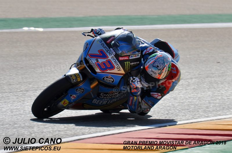 Piloto Alex Marquez (73) (Estrella Galicia 0,0 Marc VDS) Gran Premio Movistar de Aragon 2018 Motorland Alcañiz, Teruel, Moto2TM