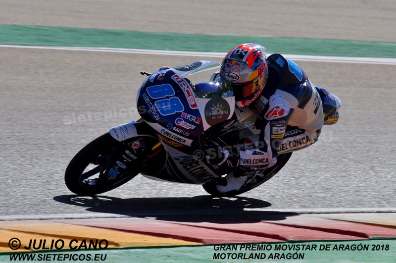 Piloto Jorge Martin (88) (Del conca Gresini Moto 3TM) Jorge Martin (88) saliendo de curva 16 motorland Gran Premio Movistar de Aragon 2018 Motorland Alcañiz, Teruel, Moto3TM