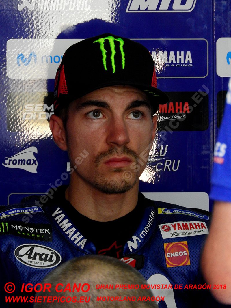Piloto Maveric Viñales (25) (Movistar Yamaha MotoGP) en el Box Gran Premio Movistar de Aragon 2018 Motorland Alcañiz, Teruel, MotoGPTM