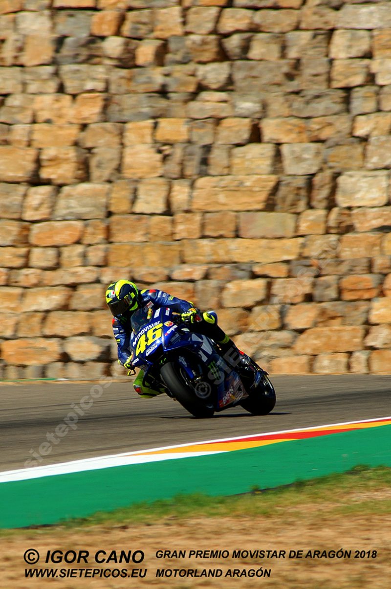 Piloto Valentino Rossi (46) (Movistar Yamaha MotoGP) en el muro Gran Premio Movistar de Aragon 2018 Motorland Alcañiz, Teruel, MotoGPTM