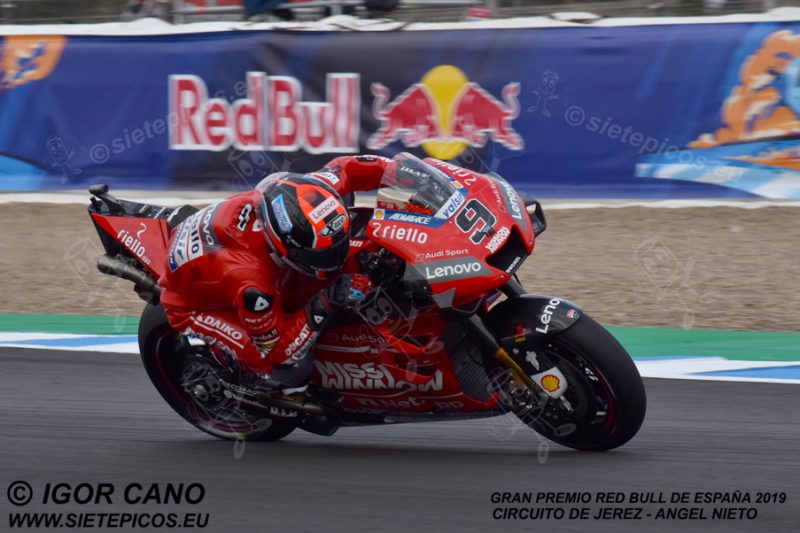 Piloto Danilo Petrucci (9) (Mission Winnow Ducati) saliendo de la curva Peluqui. Gran Premio Red Bull de España 2019 Circuito de Jerez Angel Nieto. Jerez. España. MotoGPTM