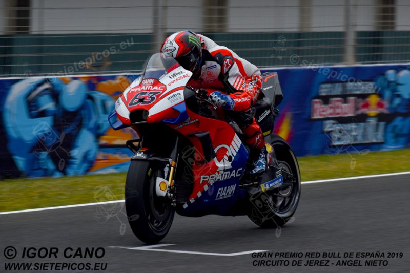 Piloto Francesco (Pecco) Bagnaia (63) (Pramac Racing) en la recta de meta. Gran Premio Red Bull de España 2019 Circuito de Jerez Angel Nieto. Jerez. España. MotoGPTM