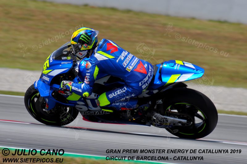 Piloto Joan Mir (36) (Team Suzuki ECSTAR) saliendo de la curva La Caixa.Gran Premi Monster Energy de Catalunya 2019, Circuit de Barcelona-Catalunya. Montmelo. España. MotoGPTM
