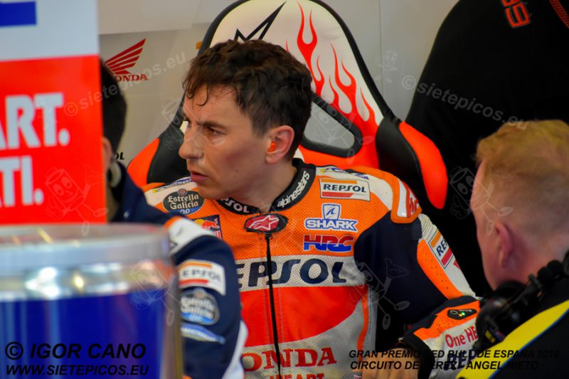 Piloto Jorge Lorenzo (99) (Repsol Honda Team) en el Box. Gran Premio Red Bull de España 2019 Circuito de Jerez Angel Nieto. Jerez. España. MotoGPTM