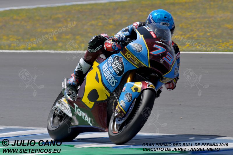 Piloto Alex Marquez (73) (Estrella Galicia 0,0 Marc VDS) saliendo de la curva Jorge Lorenzo. Gran Premio Red Bull de España 2019 Circuito de Jerez Angel Nieto. Jerez. España. Moto2TM