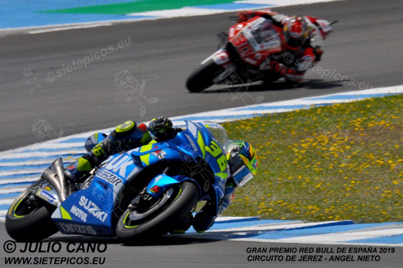 Piloto Joan Mir (36) (Team Suzuki ECSTAR) en la curva Jorge Lorenzo. Gran Premio Red Bull de España 2019 Circuito de Jerez Angel Nieto. Jerez. España. MotoGPTM