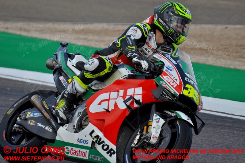 Piloto Cal Crutchlow (35) (LCR Honda Castrol) en el sacacorchos. Gran Premio Michelin® de Aragón 2019 Motorland Aragón, Alcañiz, Teruel, MotoGPTM