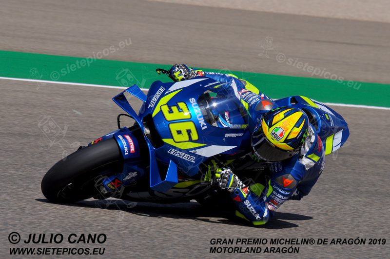 Piloto Joan Mir (36) (Team Suzuki ECSTAR) en la curva 11. Gran Premio Michelin® de Aragón 2019 Motorland Aragón, Alcañiz, Teruel, MotoGPTM