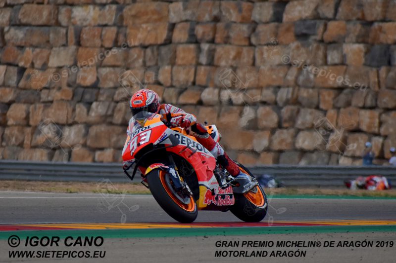 Piloto Marc Marquez (93) (Repsol Honda Team) delante del muro.Gran Premio Michelin® de Aragón 2019 Motorland Aragón, Alcañiz, Teruel, MotoGPTM