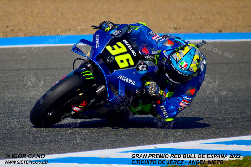 Piloto Joan Mir (36) (Team Suzuki ECSTAR) en curva 4. Gran Premio Red Bull de España 2022 Circuito Jerez-Angel Nieto. Jerez de la Frontera. Jerez de la Frontera. Andalucia. España. MotoGPTM