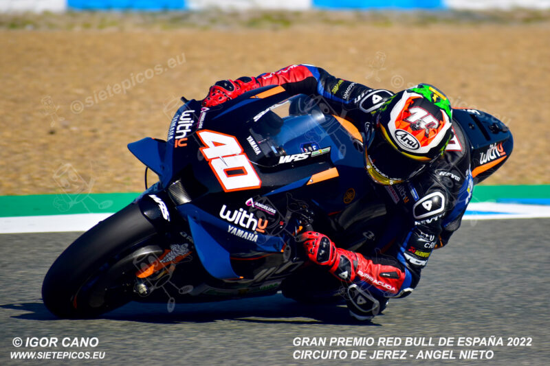 Piloto Darryn Binder (40) (WithU Yamaha RNF MotoGP Team) en curva 3. Gran Premio Red Bull de España 2022 Circuito Jerez-Angel Nieto. Jerez de la Frontera. Jerez de la Frontera. Andalucia. España. MotoGPTM