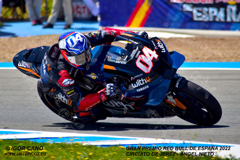 Piloto Andrea Dovicioso (4) (WithU Yamaha RNF MotoGP Team) en curva Peluqui. Gran Premio Red Bull de España 2022 Circuito Jerez-Angel Nieto. Jerez de la Frontera. Jerez de la Frontera. Andalucia. España. MotoGPTM