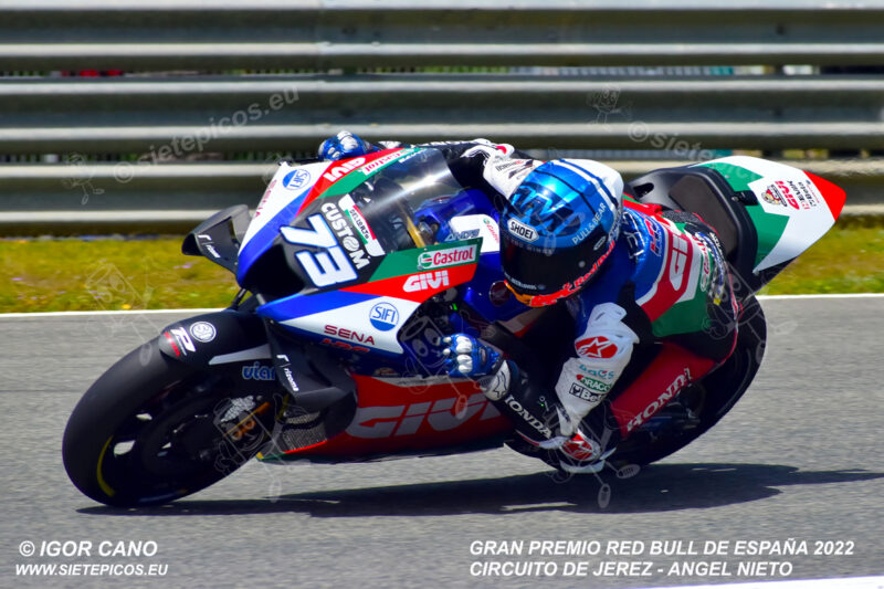 Piloto Alex Marquez (73) (LCR Honda Castrol) saliendo de curva 3. Gran Premio Red Bull de España 2022 Circuito Jerez-Angel Nieto. Jerez de la Frontera. Jerez de la Frontera. Andalucia. España. MotoGPTM