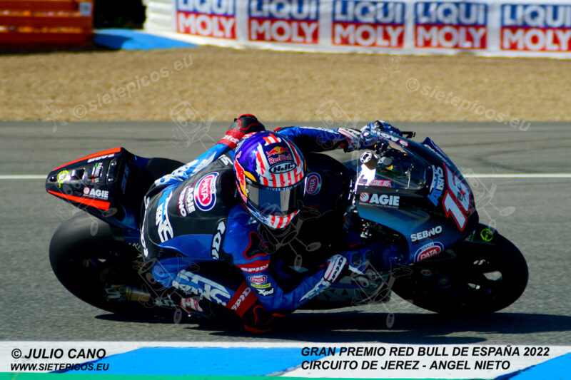Piloto Joe Roberts (16) (Italtrans Racing Team) en curva Dani Pedrosa. Gran Premio Red Bull de España 2022 Circuito Jerez-Angel Nieto. Jerez de la Frontera. Jerez de la Frontera. Andalucia. España. Moto2TM